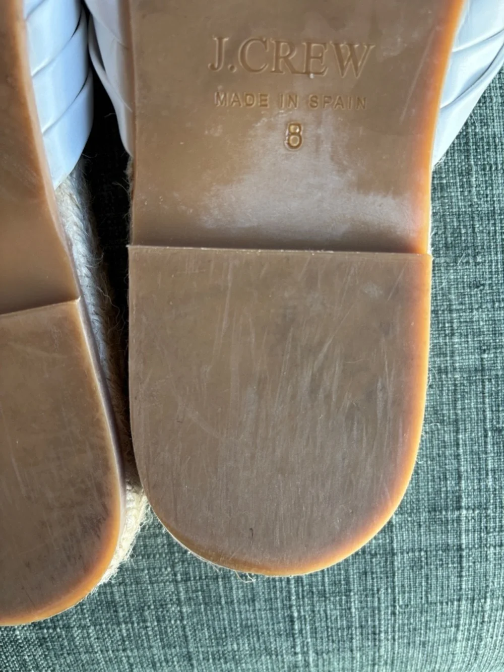 J. Crew women’s White Knotted Espadrille summer Slides Size 8 worn once EUC! - Picture 13 of 14